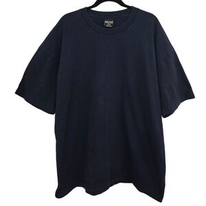 VTG New Star T-Shirt Navy Blue Heavyweight Blank Made in USA 2XL Distressed Boxy